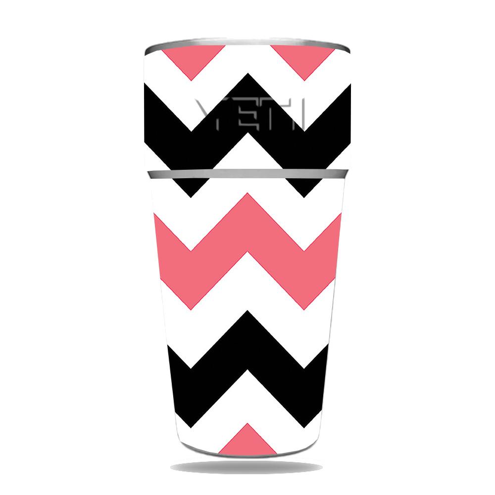 Picture of MightySkins YERAM26SI-Black Pink Chevron Skin for Yeti Rambler 26 oz Stackable Cup - Black Pink Chevron