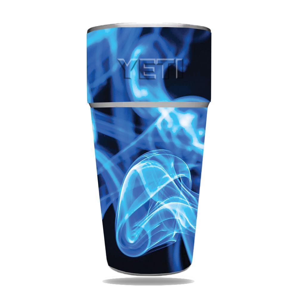 Picture of MightySkins YERAM26SI-Blue Flames Skin for Yeti Rambler 26 oz Stackable Cup - Blue Flames