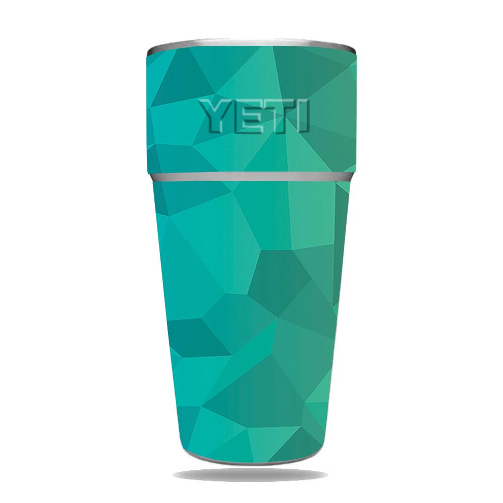 Picture of MightySkins YERAM26SI-Blue Green Polygon Skin for Yeti Rambler 26 oz Stackable Cup - Blue Green Polygon