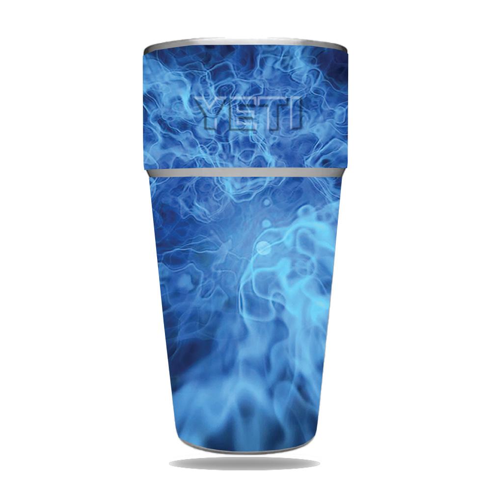 Picture of MightySkins YERAM26SI-Blue Mystic Flames Skin for Yeti Rambler 26 oz Stackable Cup - Blue Mystic Flames