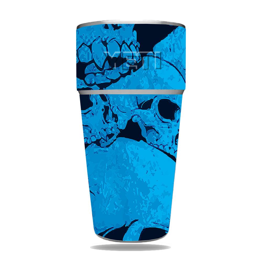 Picture of MightySkins YERAM26SI-Blue Skulls Skin for Yeti Rambler 26 oz Stackable Cup - Blue Skulls