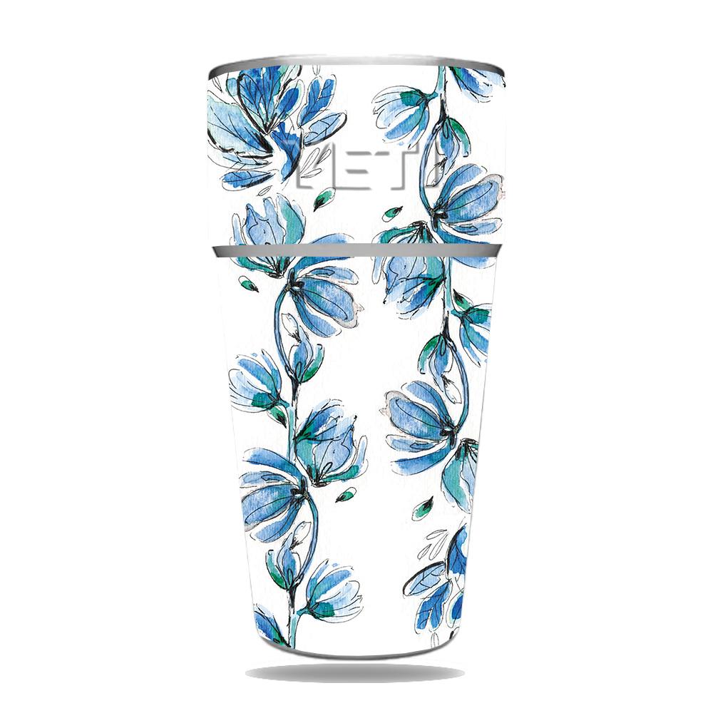 Picture of MightySkins YERAM26SI-Blue Vines Skin for Yeti Rambler 26 oz Stackable Cup - Blue Vines
