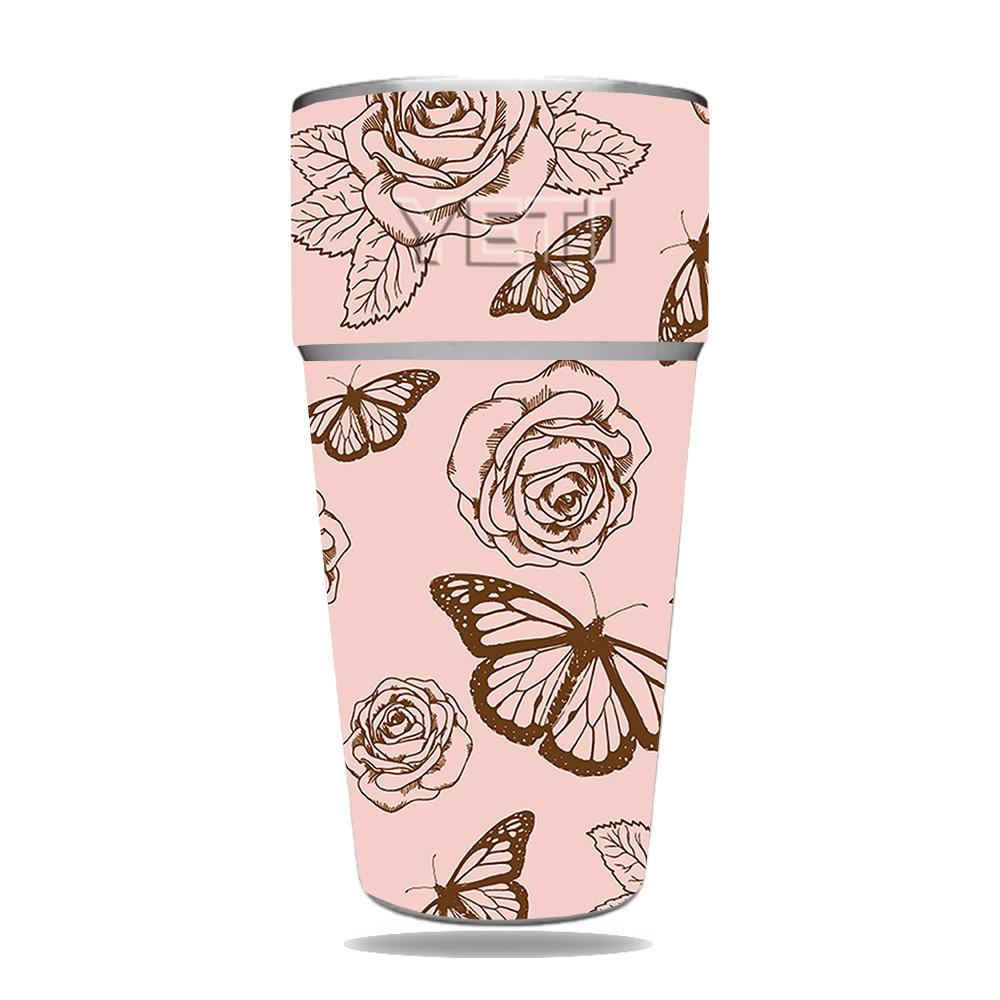 Picture of MightySkins YERAM26SI-Butterfly Garden Skin for Yeti Rambler 26 oz Stackable Cup - Butterfly Garden