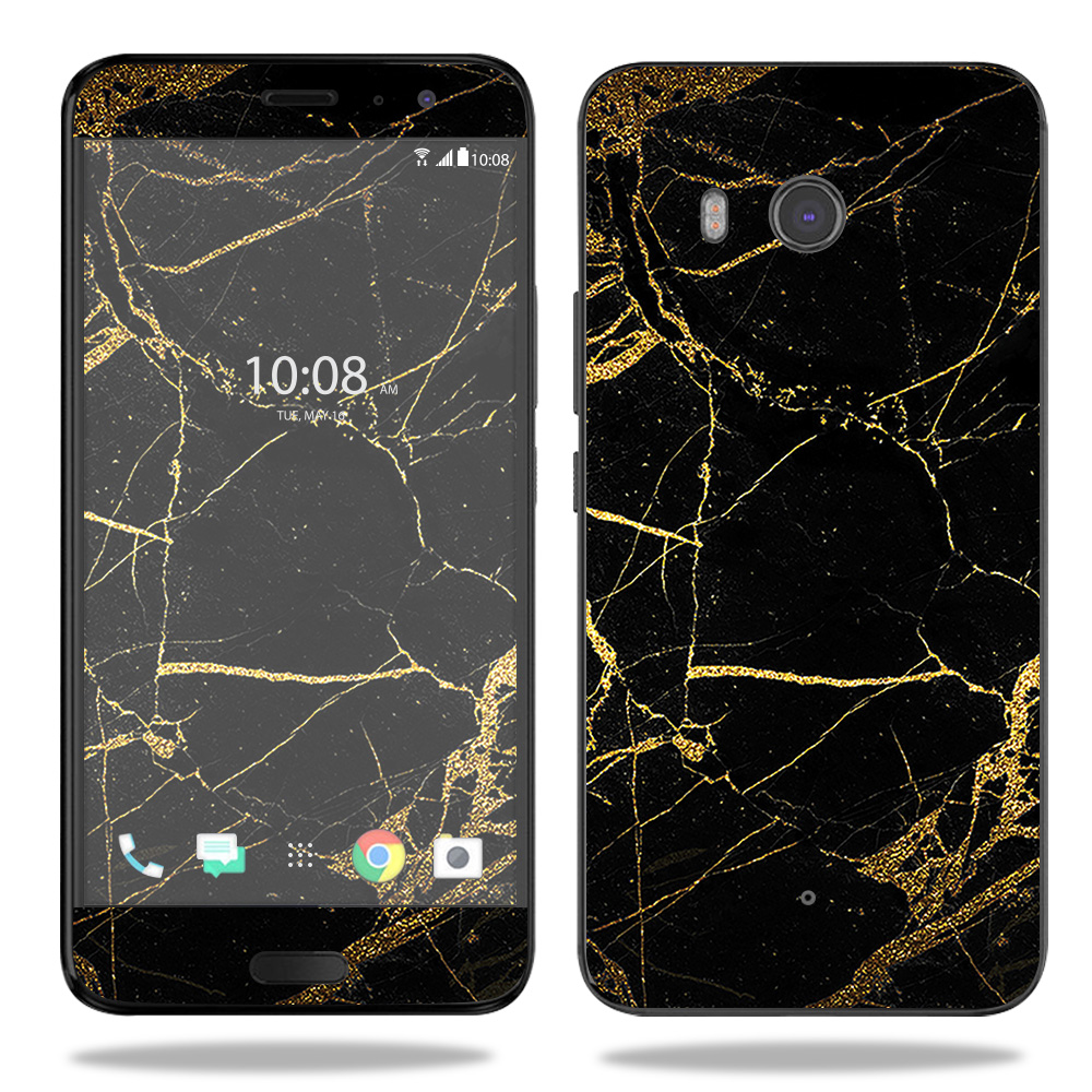 Picture of MightySkins HTCU11-Black Gold Marble Skin for HTC U11 - Black Gold Marble