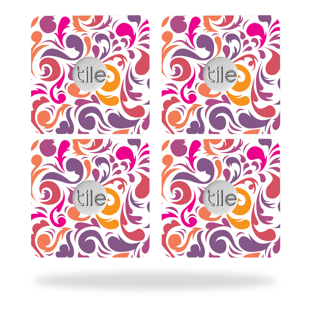 Picture of MightySkins TILESL2-Swirly Girly Skin for Tile Slim Key Finder Wrap Cover Sticker - Swirly Girly - Pack of 4