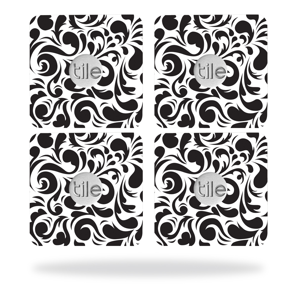 Picture of MightySkins TILESL2-Swirly Black Skin for Tile Slim Key Finder Wrap Cover Sticker - Swirly Black - Pack of 4