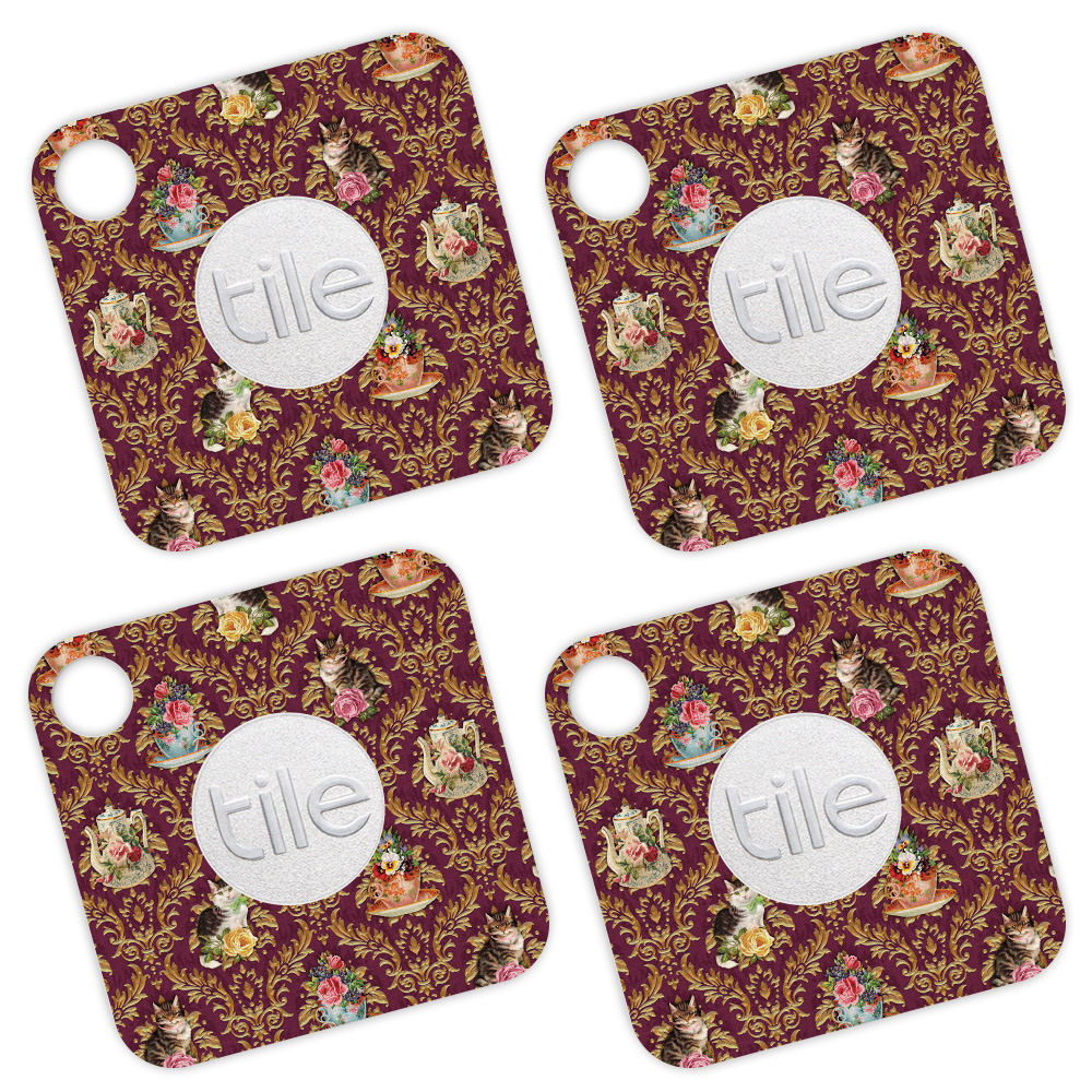 Picture of MightySkins TILEMATE-Teatime Cat Damask Skin for Tile Mate - Teatime Cat Damask