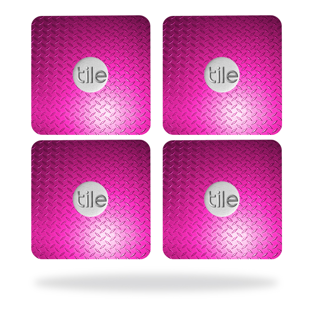 Picture of MightySkins TILESL2-Pink Diamond Plate Skin for Tile Slim Key Finder Wrap Cover - Pink Diamond Plate - Pack of 4