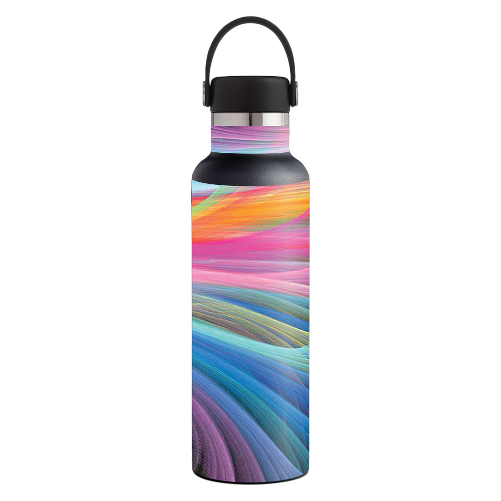 Picture of MightySkins HFST21-Rainbow Waves Skin for Hydro Flask 21 oz Standard Mouth - Rainbow Waves