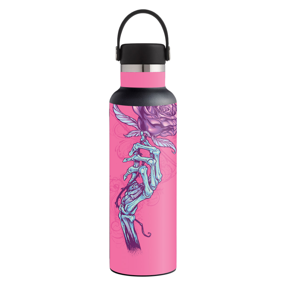 Picture of MightySkins HFST21-Rose Skeleton Hand Skin for Hydro Flask 21 oz Standard Mouth - Rose Skeleton Hand