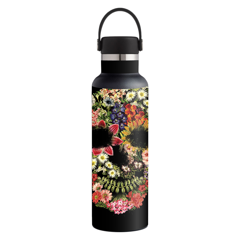 Picture of MightySkins HFST21-Floral Skull Skin for Hydro Flask 21 oz Standard Mouth - Floral Skull