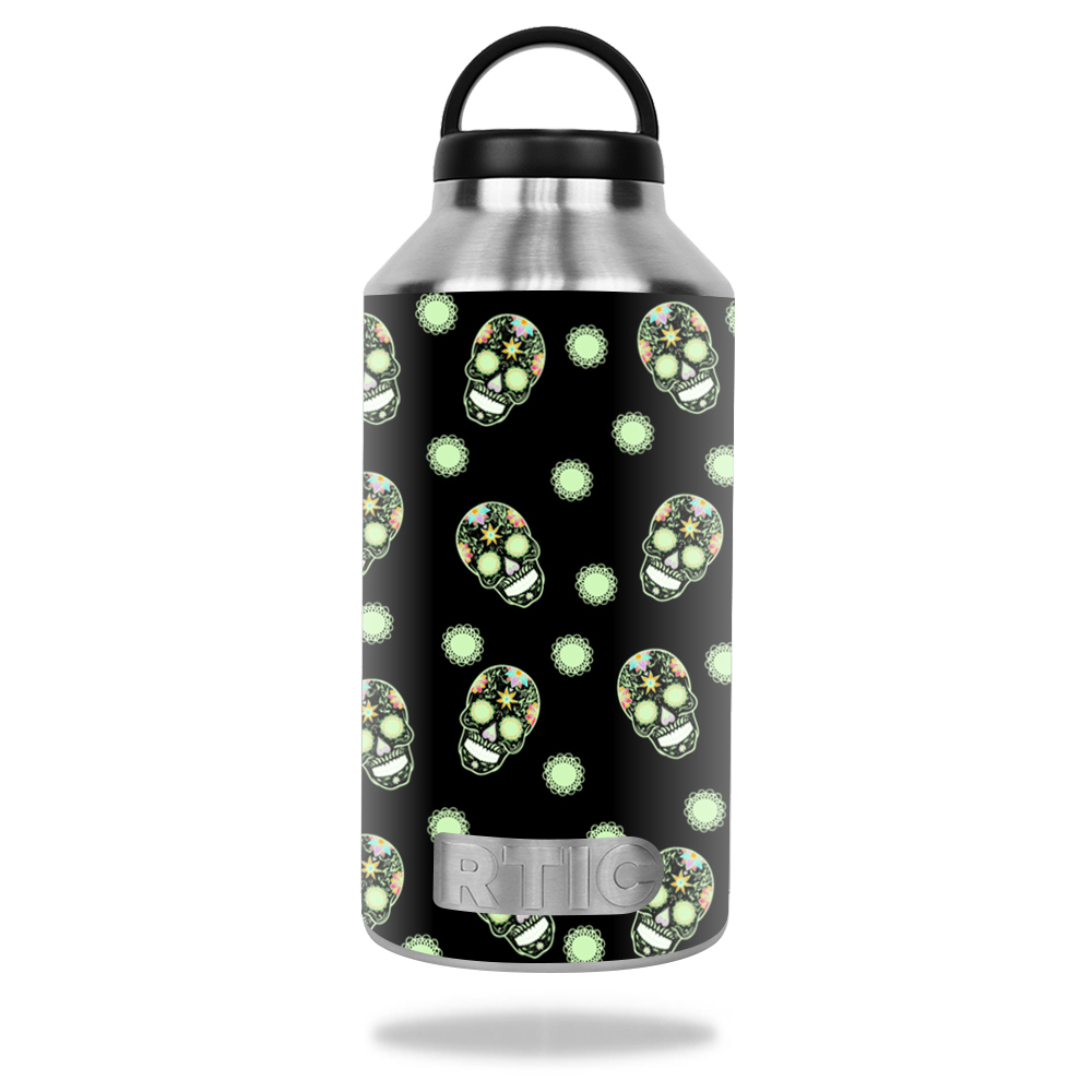 Picture of MightySkins RTBOT64-Glowing Skulls Skin for RTIC 64 oz Bottle 2016 Wrap Cover - Glowing Skulls