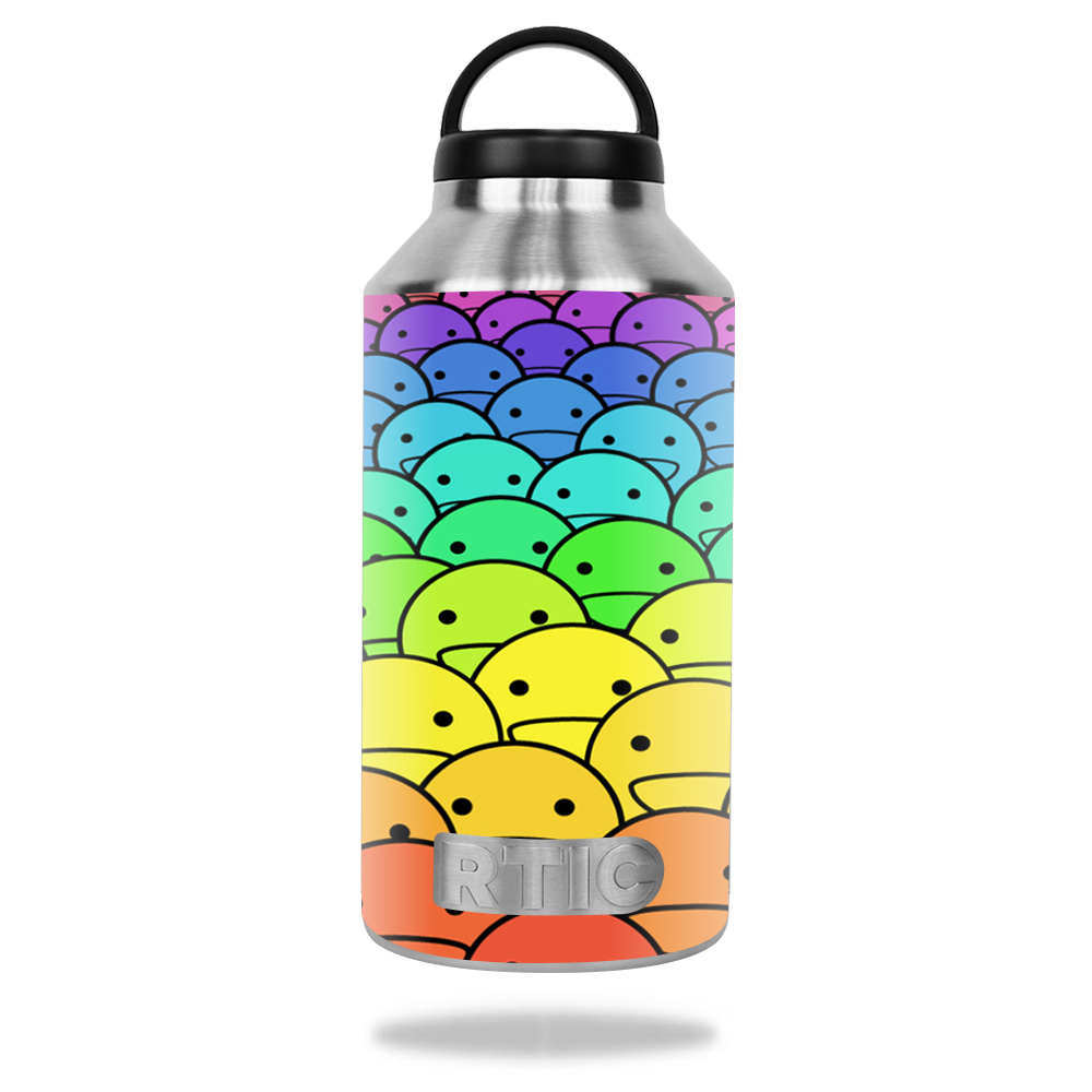 Picture of MightySkins RTBOT64-Happy Faces Skin for RTIC 64 oz Bottle 2016 Wrap Cover - Happy Faces