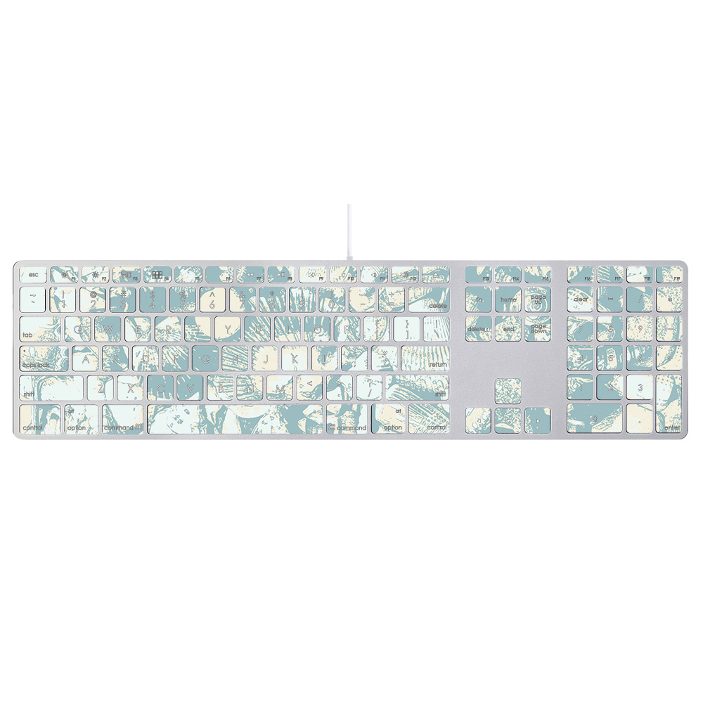 APKEYNU-Blue Seashells Skin for Apple Keyboard with Numeric Keypad MB110LL-B - Blue Seashells -  MightySkins