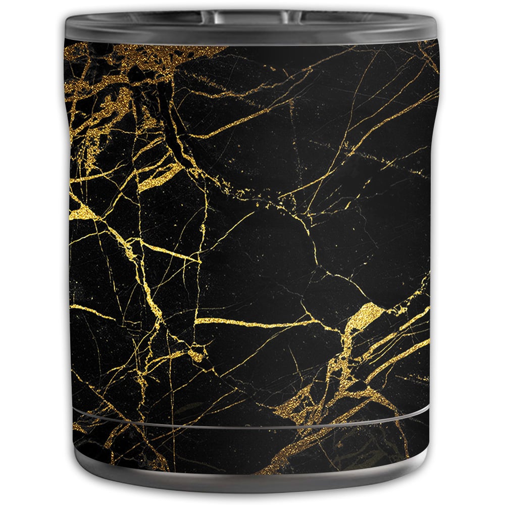 Picture of MightySkins OTEL10-Black Gold Marble Skin for Otterbox Elevation Tumbler 10 oz - Black Gold Marble