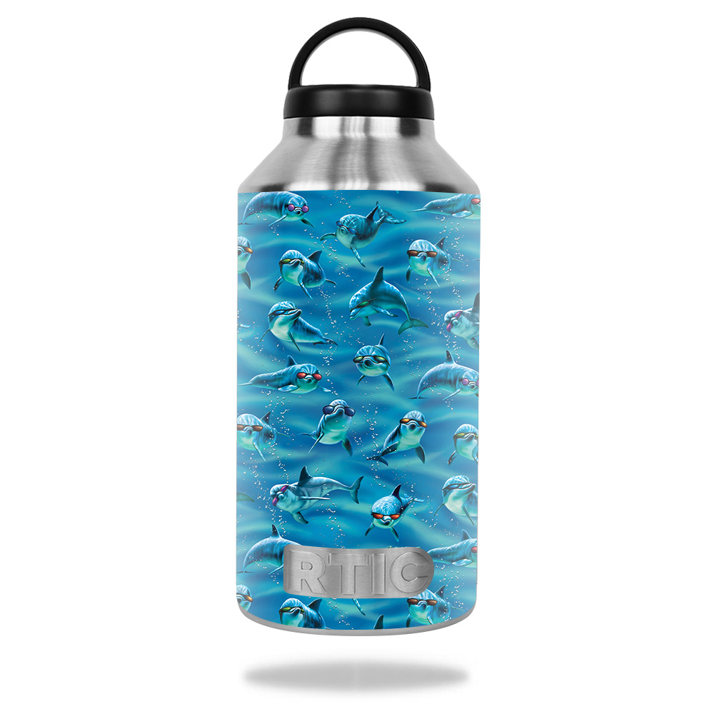 Picture of MightySkins RTBOT64-Dolphin Gang Skin for RTIC 64 oz Bottle 2016 - Dolphin Gang