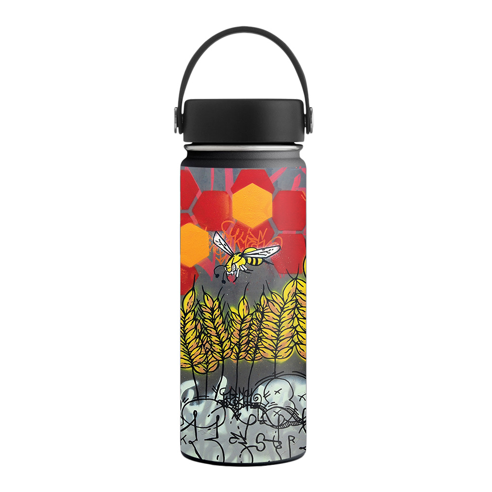 Picture of MightySkins HFWI18-Wheat Bees Skin for Hydro Flask 18 oz Wide Mouth - Wheat Bees