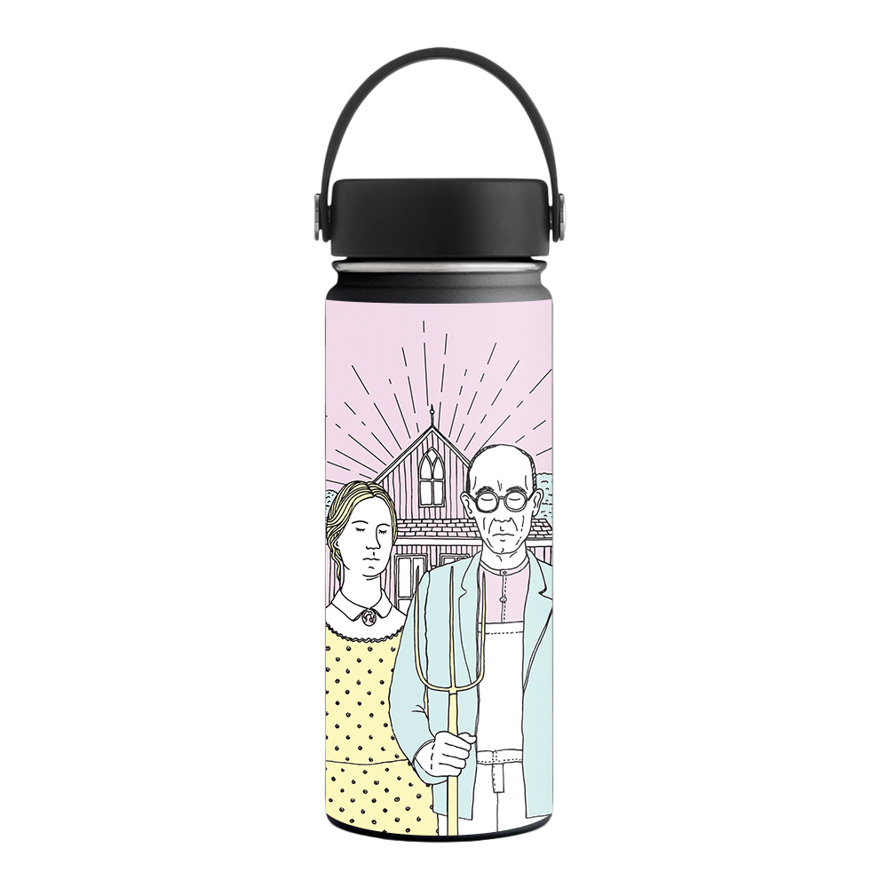 Picture of MightySkins HFWI18-American Gothic Pop Skin for Hydro Flask 18 oz Wide Mouth - American Gothic Pop