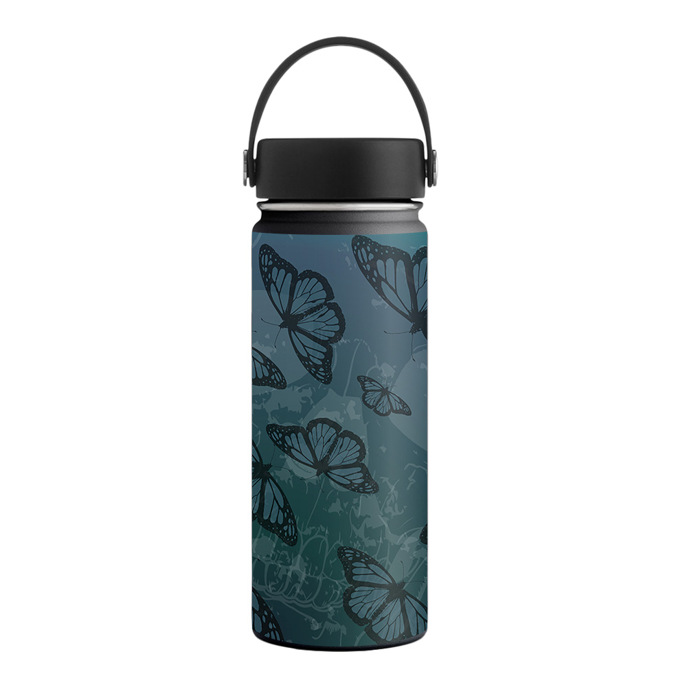 Picture of MightySkins HFWI18-Dark Butterfly Skin for Hydro Flask 18 oz Wide Mouth - Dark Butterfly