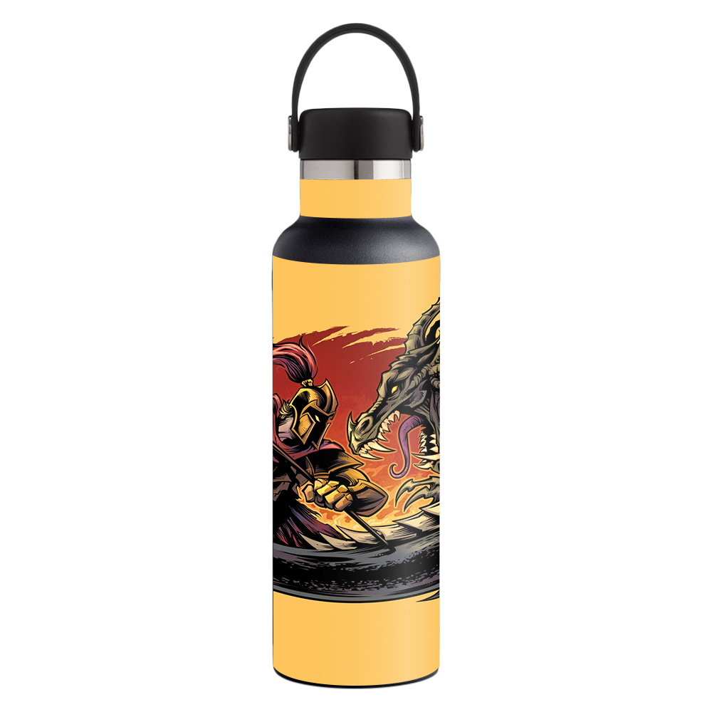 Picture of MightySkins HFST21-Dragon And Knight Skin for Hydro Flask 21 oz Standard Mouth - Dragon & Knight