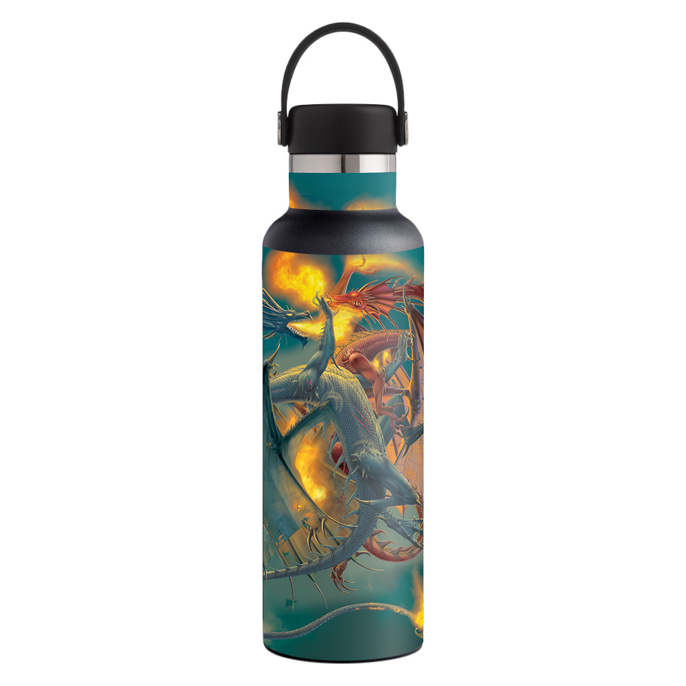 Picture of MightySkins HFST21-Dragon Clash Skin for Hydro Flask 21 oz Standard Mouth - Dragon Clash