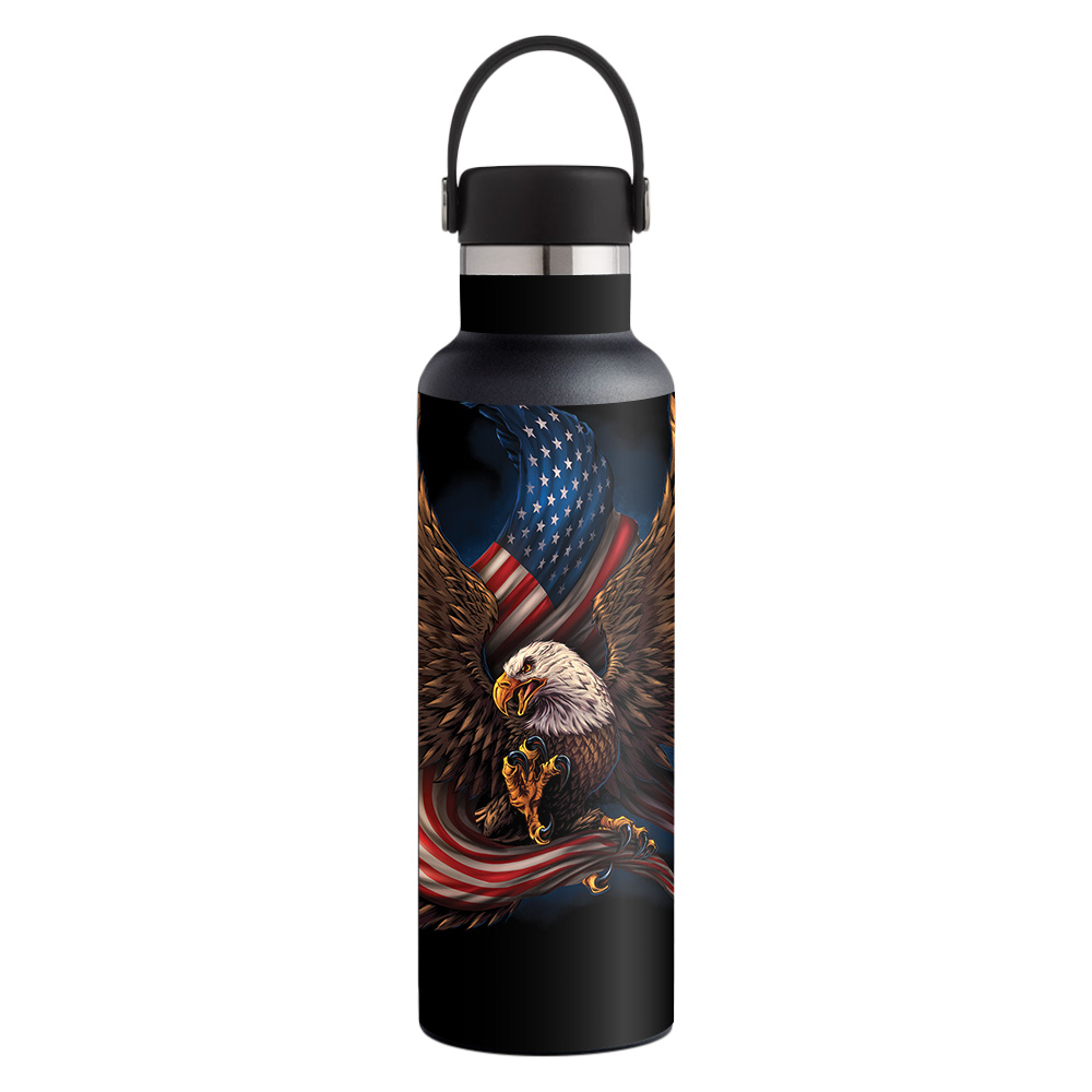 Picture of MightySkins HFST21-Eagle And Flag Skin for Hydro Flask 21 oz Standard Mouth - Eagle & Flag