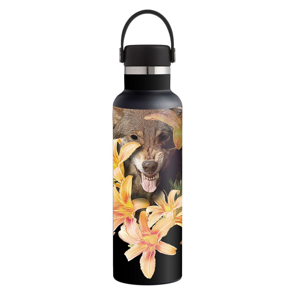 Picture of MightySkins HFST21-Wolfish Flowers Skin for Hydro Flask 21 oz Standard Mouth - Wolfish Flowers