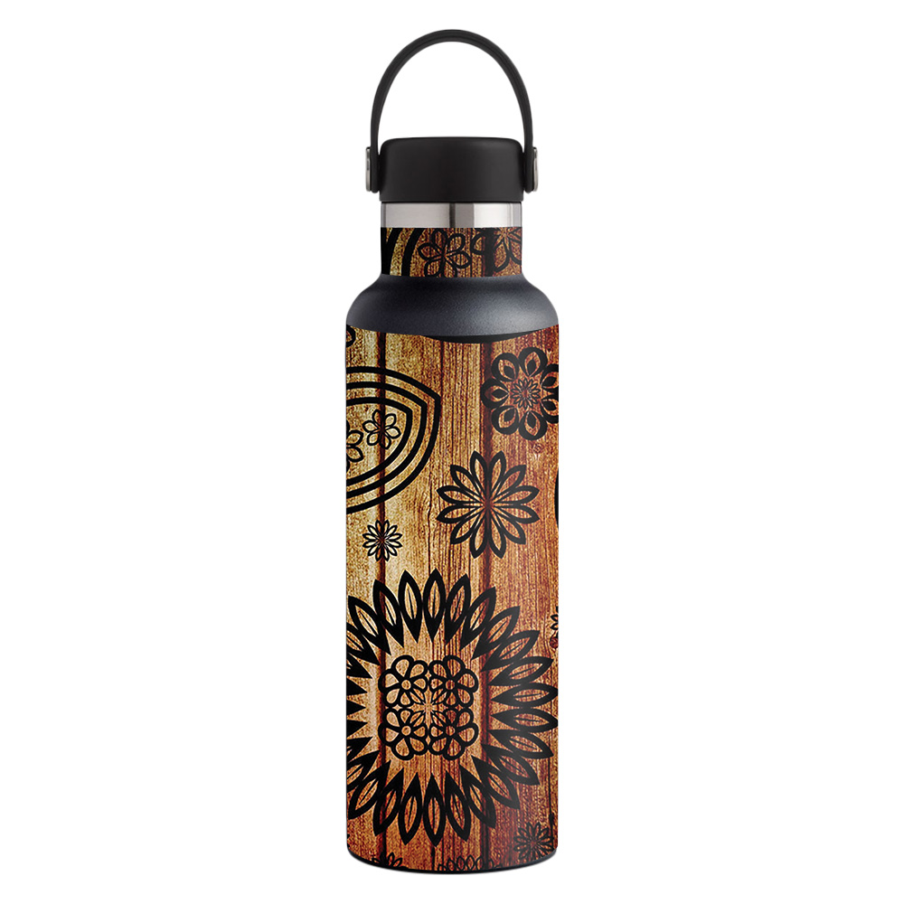 Picture of MightySkins HFST21-Wooden Floral Skin for Hydro Flask 21 oz Standard Mouth - Wooden Floral