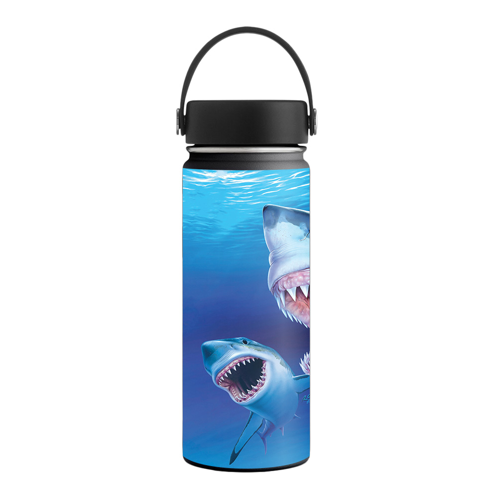Picture of MightySkins HFWI18-Great Whites Skin for Hydro Flask 18 oz Wide Mouth - Great Whites