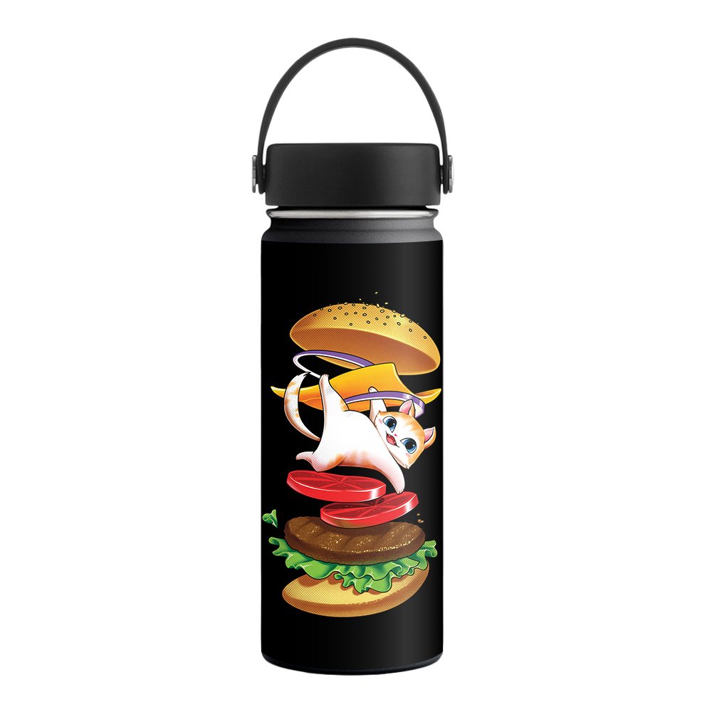 Picture of MightySkins HFWI18-Hamburger Cat Skin for Hydro Flask 18 oz Wide Mouth - Hamburger Cat