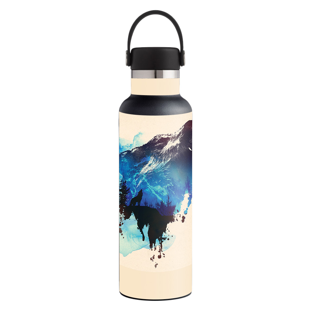 Picture of MightySkins HFST21-Lone Wolf Skin for Hydro Flask 21 oz Standard Mouth - Lone Wolf