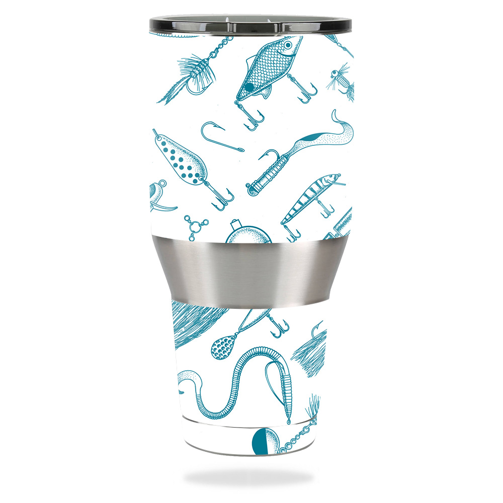 Picture of MightySkins OZTUM40-Teal Lures Skin for Ozark Trail 40 oz Tumbler - Teal Lures