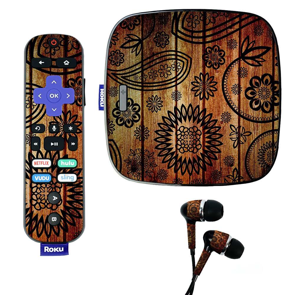 Picture of MightySkins ROUL-Wooden Floral Skin for Roku Ultra - Wooden Floral