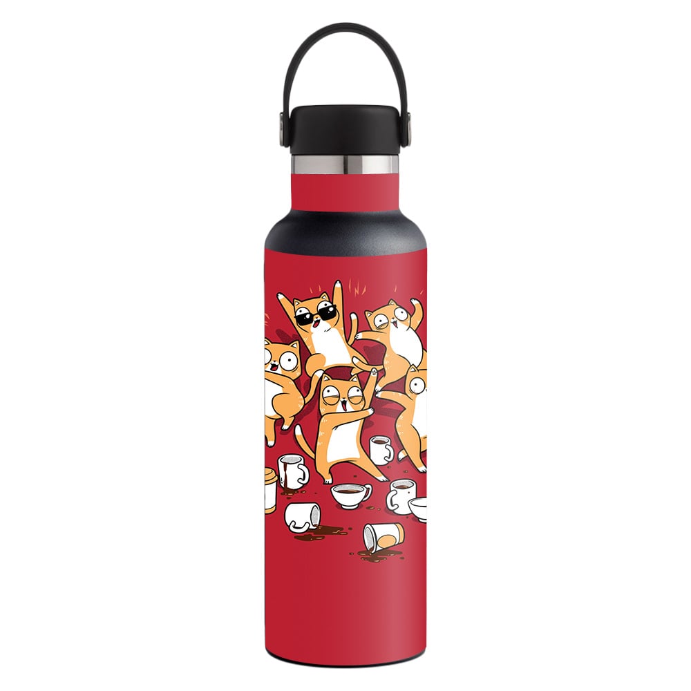 Picture of MightySkins HFST21-Cat Coffee Party Skin for Hydro Flask 21 oz Standard Mouth - Cat Coffee Party