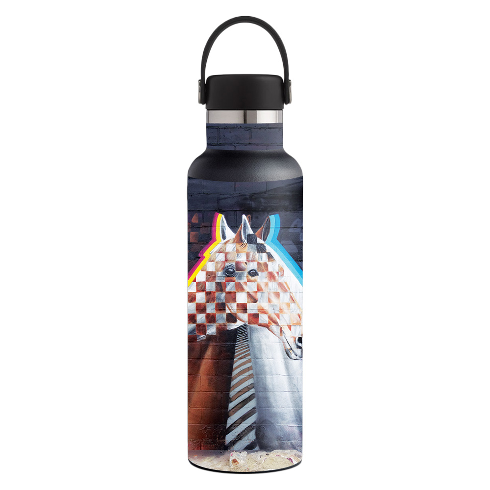Picture of MightySkins HFST21-Checkered Horses Skin for Hydro Flask 21 oz Standard Mouth - Checkered Horses