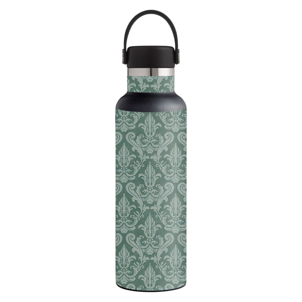 Picture of MightySkins HFST21-Teal Damask Skin for Hydro Flask 21 oz Standard Mouth - Teal Damask