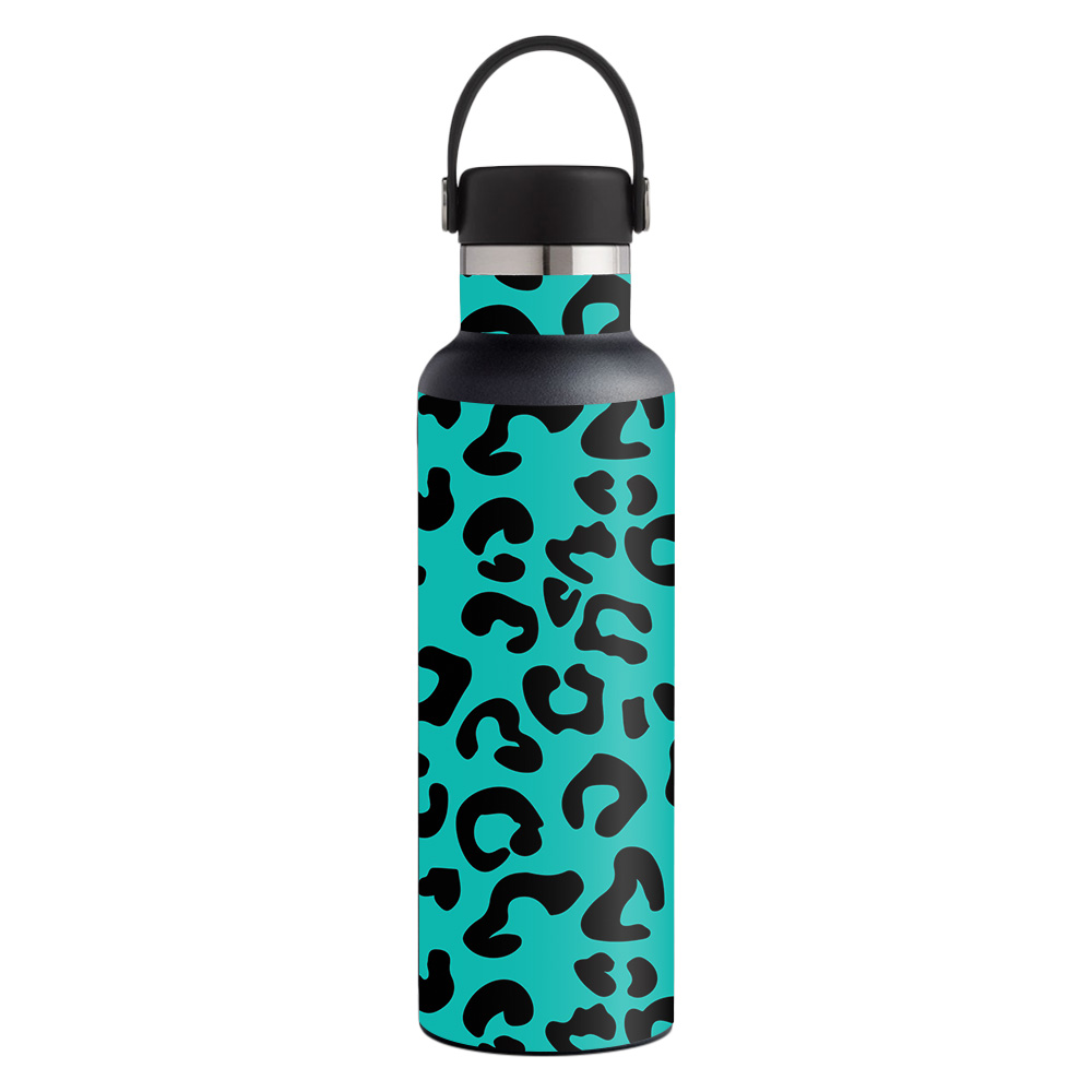 Picture of MightySkins HFST21-Teal Leopard Skin for Hydro Flask 21 oz Standard Mouth - Teal Leopard