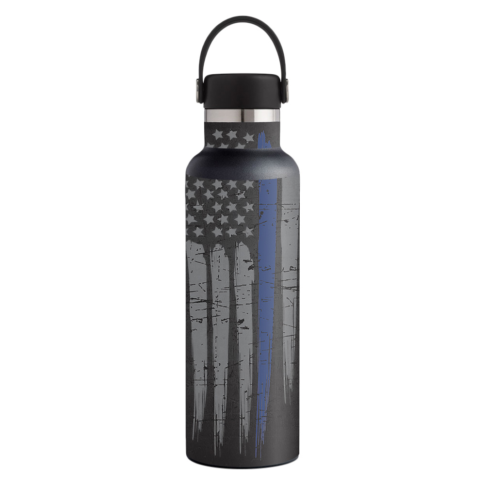 Picture of MightySkins HFST21-Thin Blue Line Skin for Hydro Flask 21 oz Standard Mouth - Thin Blue Line