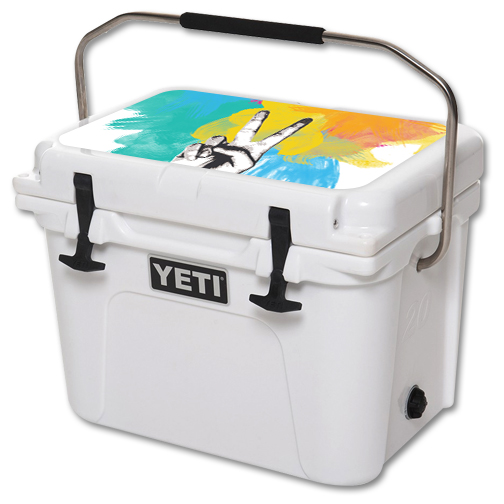 YEROA20LID-Peace brush Skin for Yeti Roadie 20 qt. Cooler Lid Wrap Cover Sticker - Peace Brush -  MightySkins