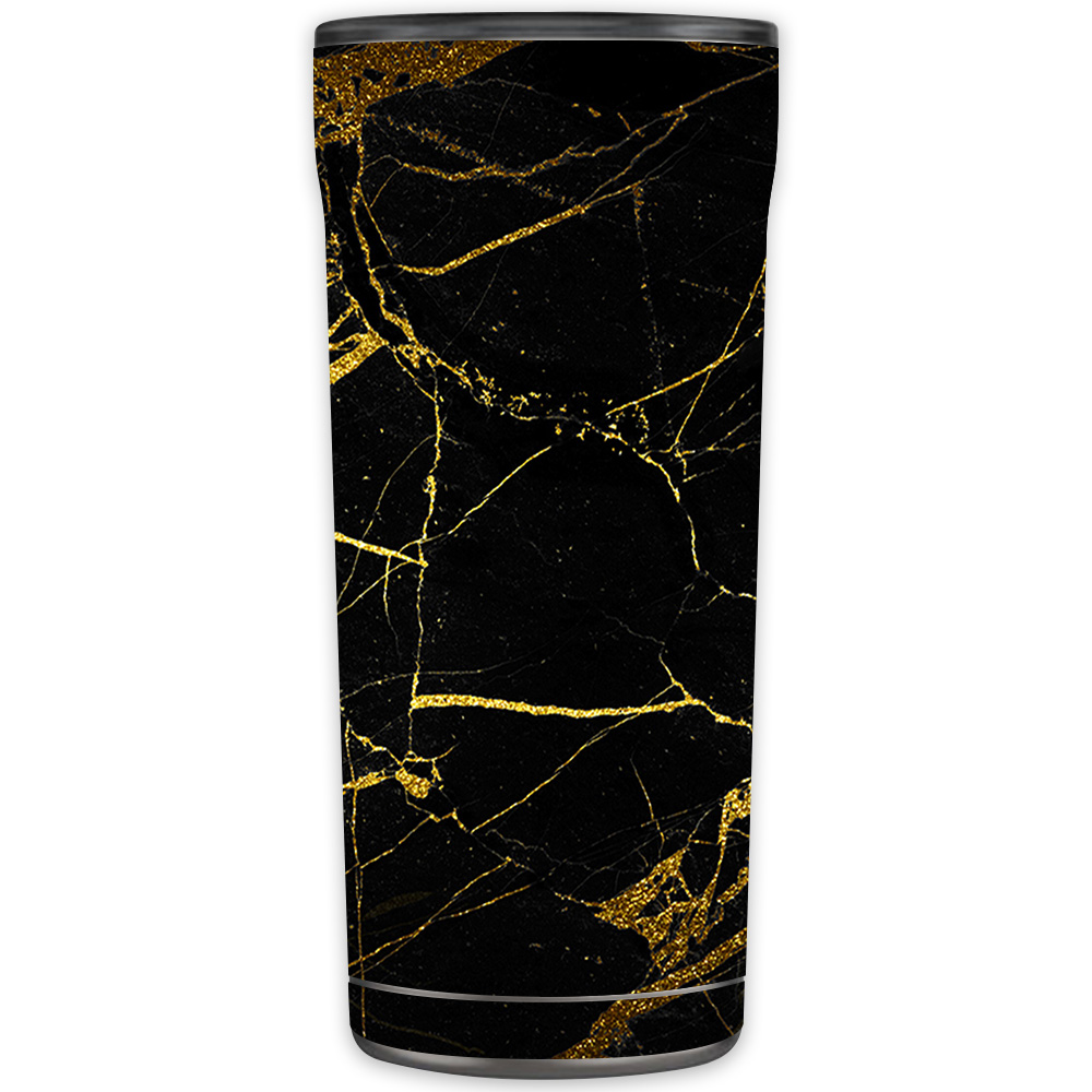 Picture of MightySkins OTEL20-Black Gold Marble Skin for Otterbox Elevation Tumbler 20 oz - Black Gold Marble