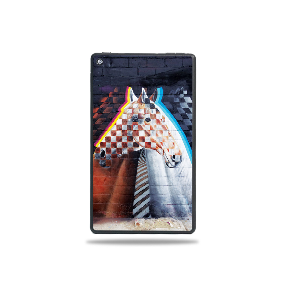 Picture of MightySkins AMFI719-Checkered Horses Skin for Amazon Fire 7 Tablet 2019 - Checkered Horses