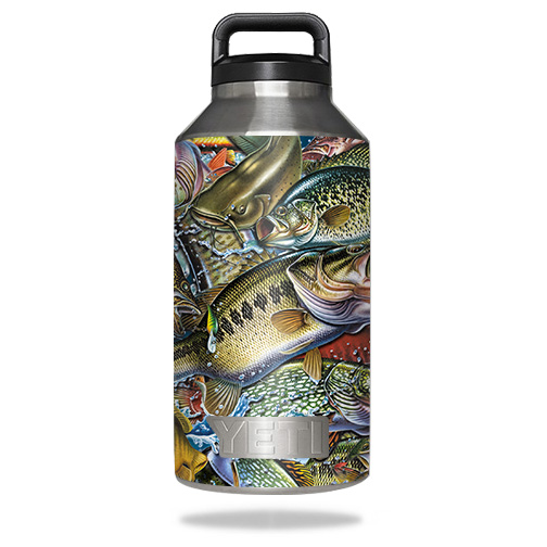Picture of MightySkins YERABOT64-Action Fish Puzzle Skin for Yeti Rambler Bottle 64 oz - Action Fish Puzzle