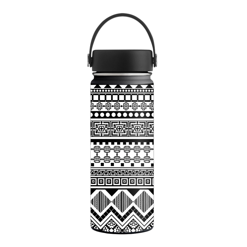 Picture of MightySkins HFWI18-Black Aztec Skin for Hydro Flask 18 oz Wide Mouth - Black Aztec