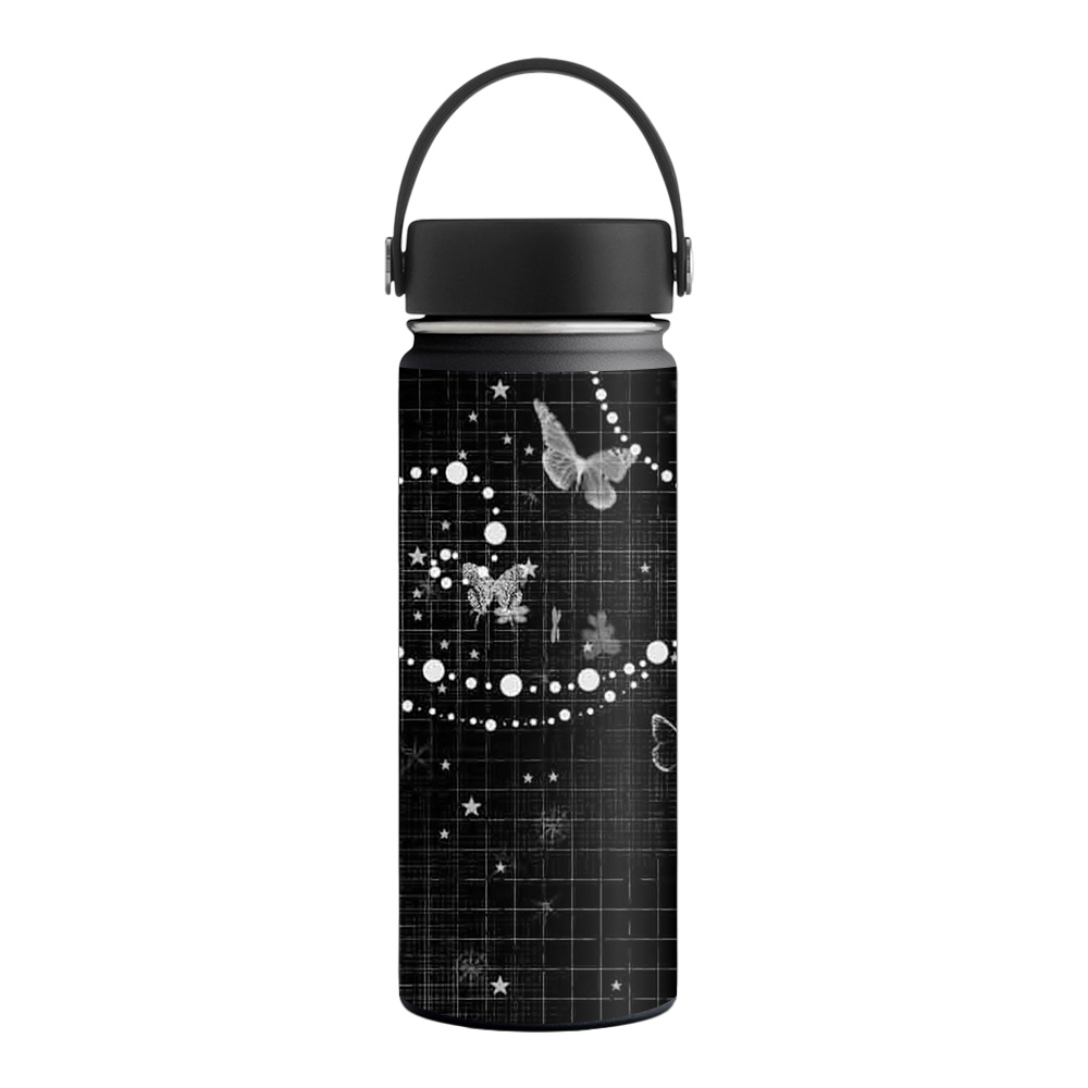 Picture of MightySkins HFWI18-Black Butterfly Skin for Hydro Flask 18 oz Wide Mouth - Black Butterfly