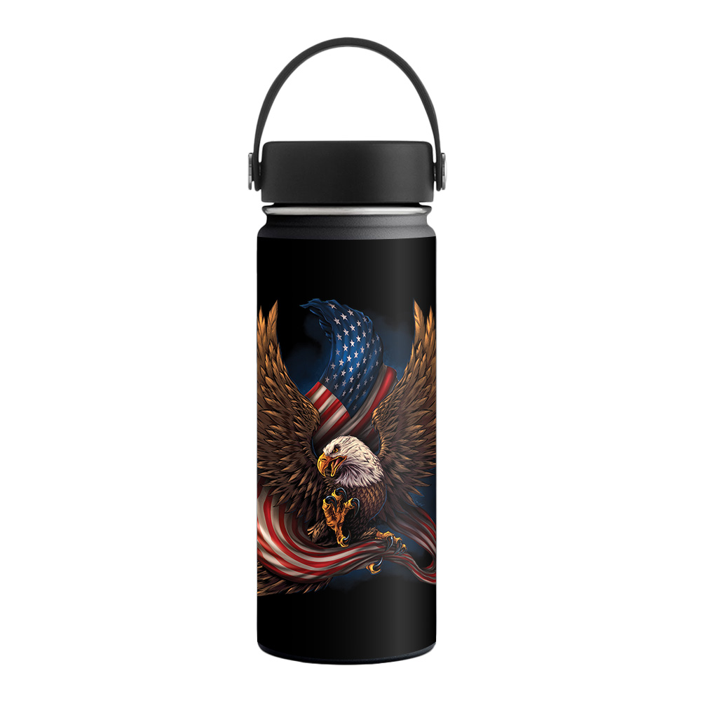 Picture of MightySkins HFWI18-Eagle And Flag Skin for Hydro Flask 18 oz Wide Mouth - Eagle & Flag