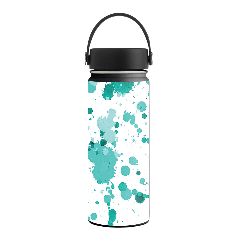 Picture of MightySkins HFWI18-Teal Splatter Skin for Hydro Flask 18 oz Wide Mouth - Teal Splatter