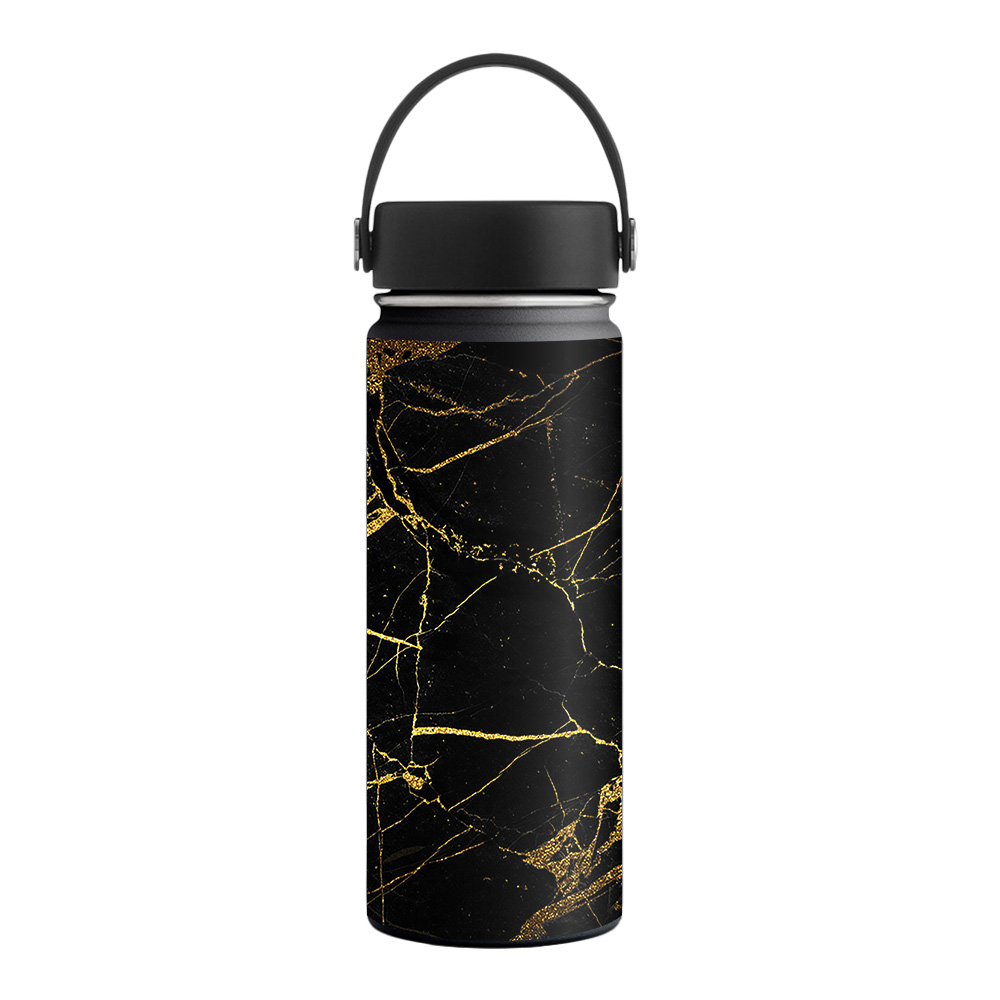 Picture of MightySkins HFWI18-Black Gold Marble Skin for Hydro Flask 18 oz Wide Mouth - Black Gold Marble
