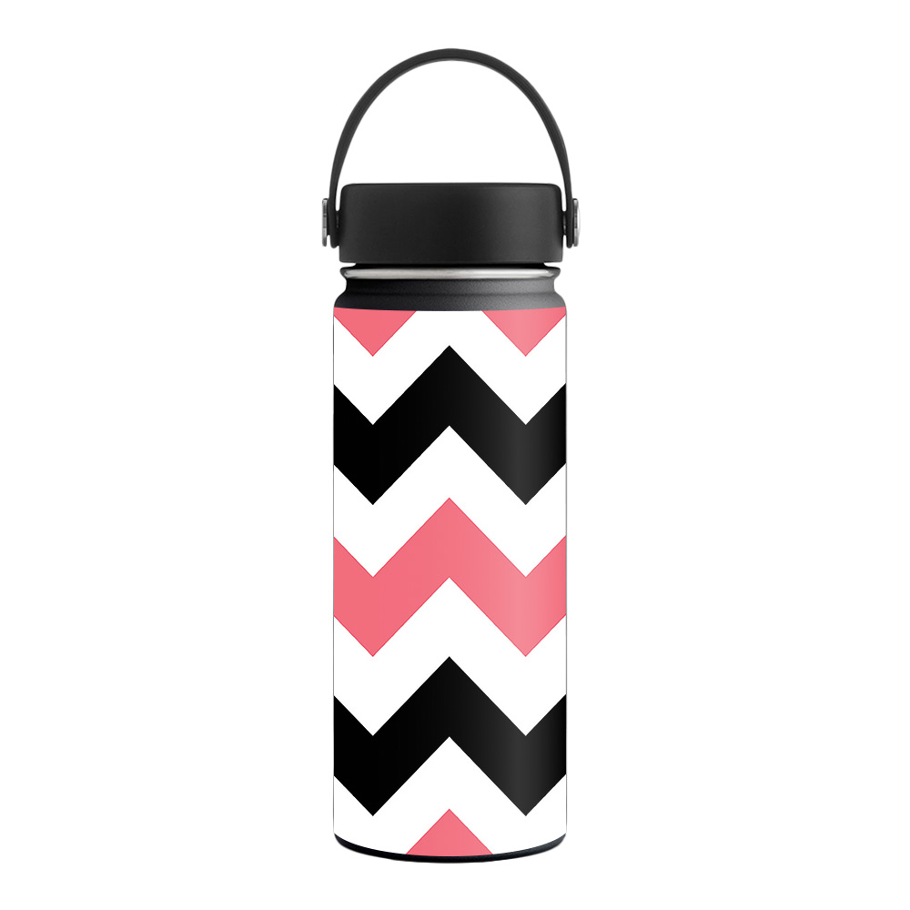 Picture of MightySkins HFWI18-Black Pink Chevron Skin for Hydro Flask 18 oz Wide Mouth - Black Pink Chevron