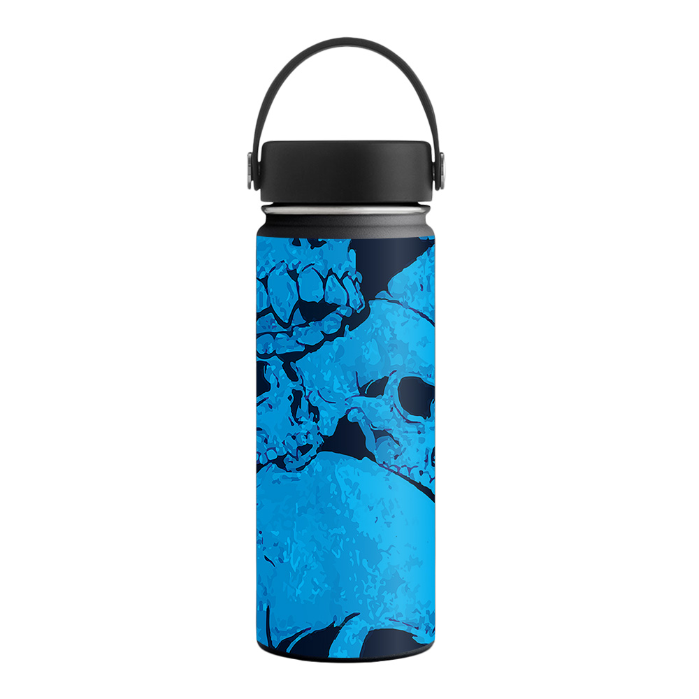 Picture of MightySkins HFWI18-Blue Skulls Skin for Hydro Flask 18 oz Wide Mouth - Blue Skulls