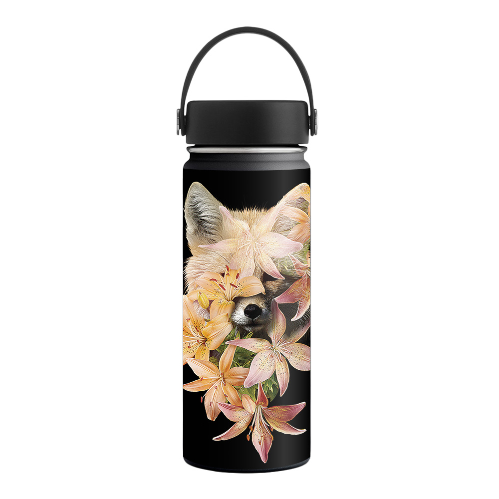 Picture of MightySkins HFWI18-Foxy Flowers Skin for Hydro Flask 18 oz Wide Mouth - Foxy Flowers